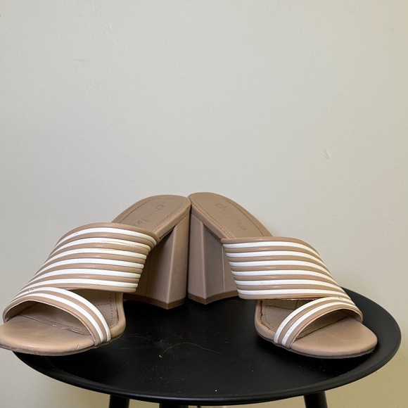 Charles By Charles David Shoes - Charles by Charles David Heel MULE Sandal | size 7 | Cream & White Striped